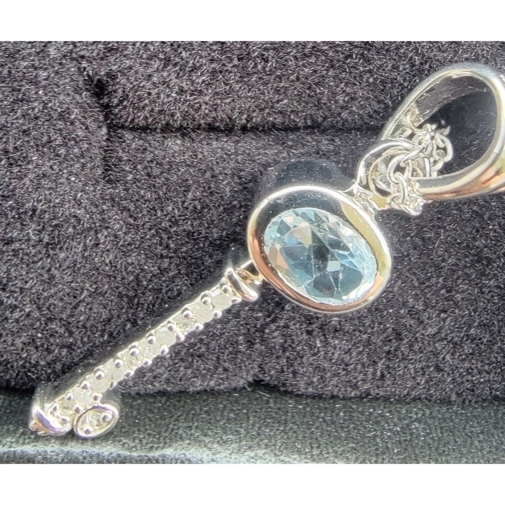Sterling Silver Diamond & Swiss Topaz Necklace - Picture 7 of 10